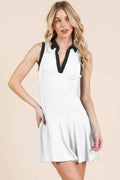 Contrast Collar Drop Waist Tennis Mini Dress - Mr Lou’s Place