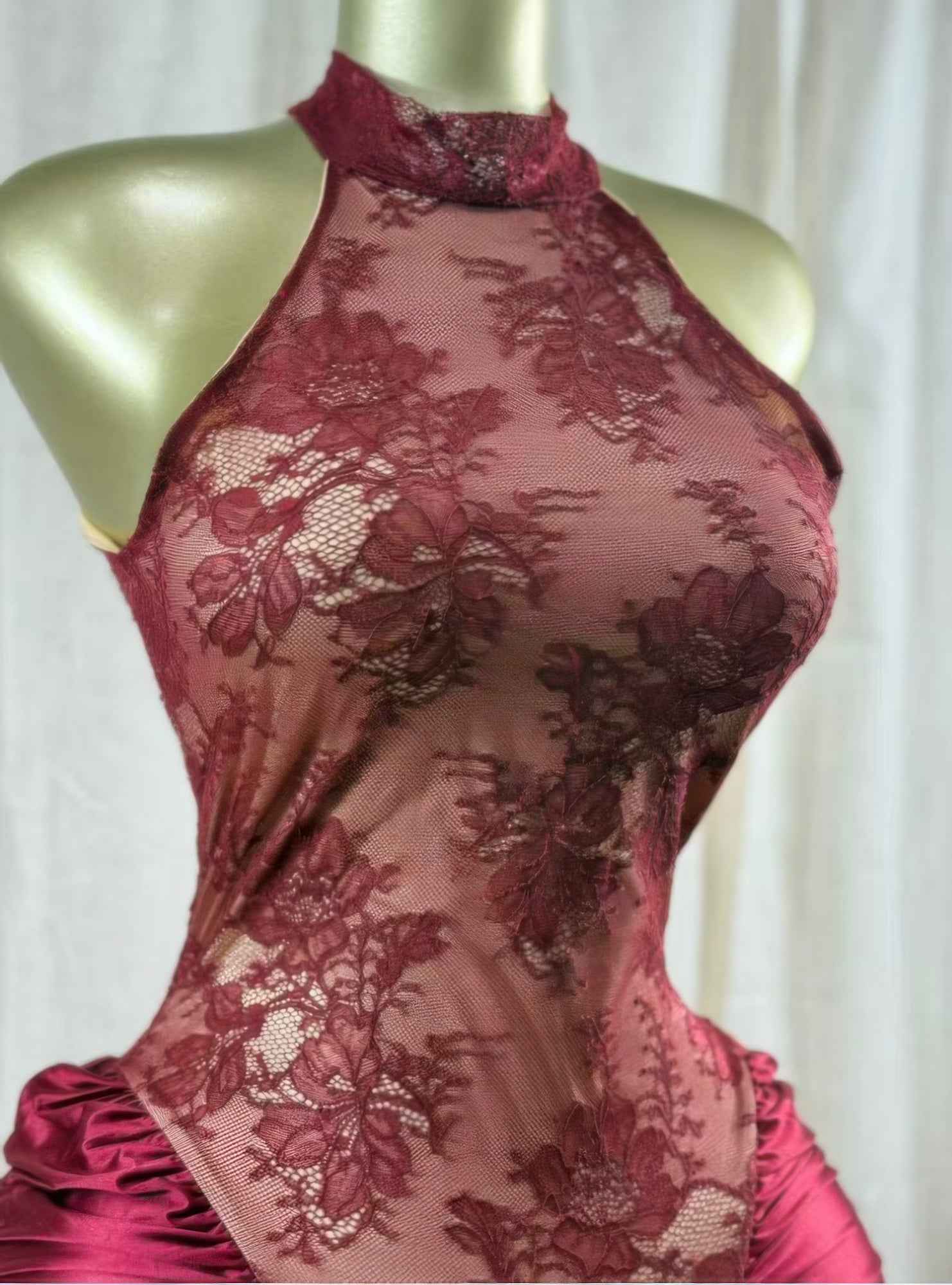 Crimson Lace Hourglass Dress - Mr Lou’s Place