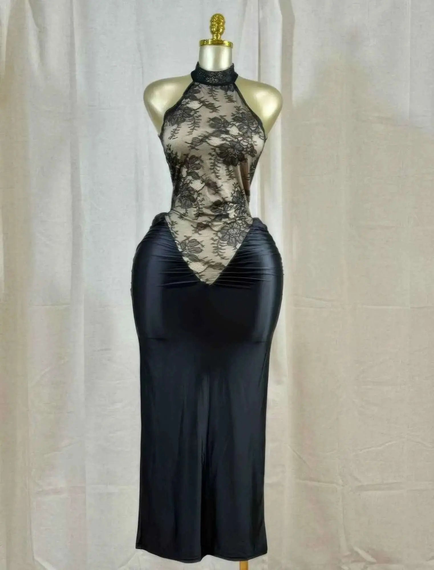 Crimson Lace Hourglass Dress - Mr Lou’s Place