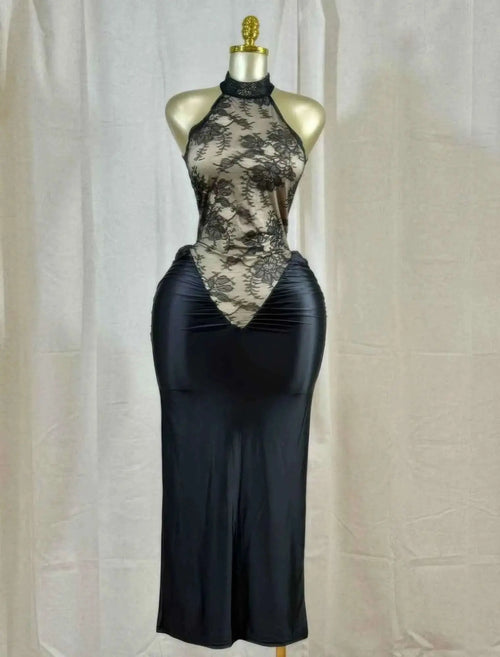 Crimson Lace Hourglass Dress - Mr Lou’s Place