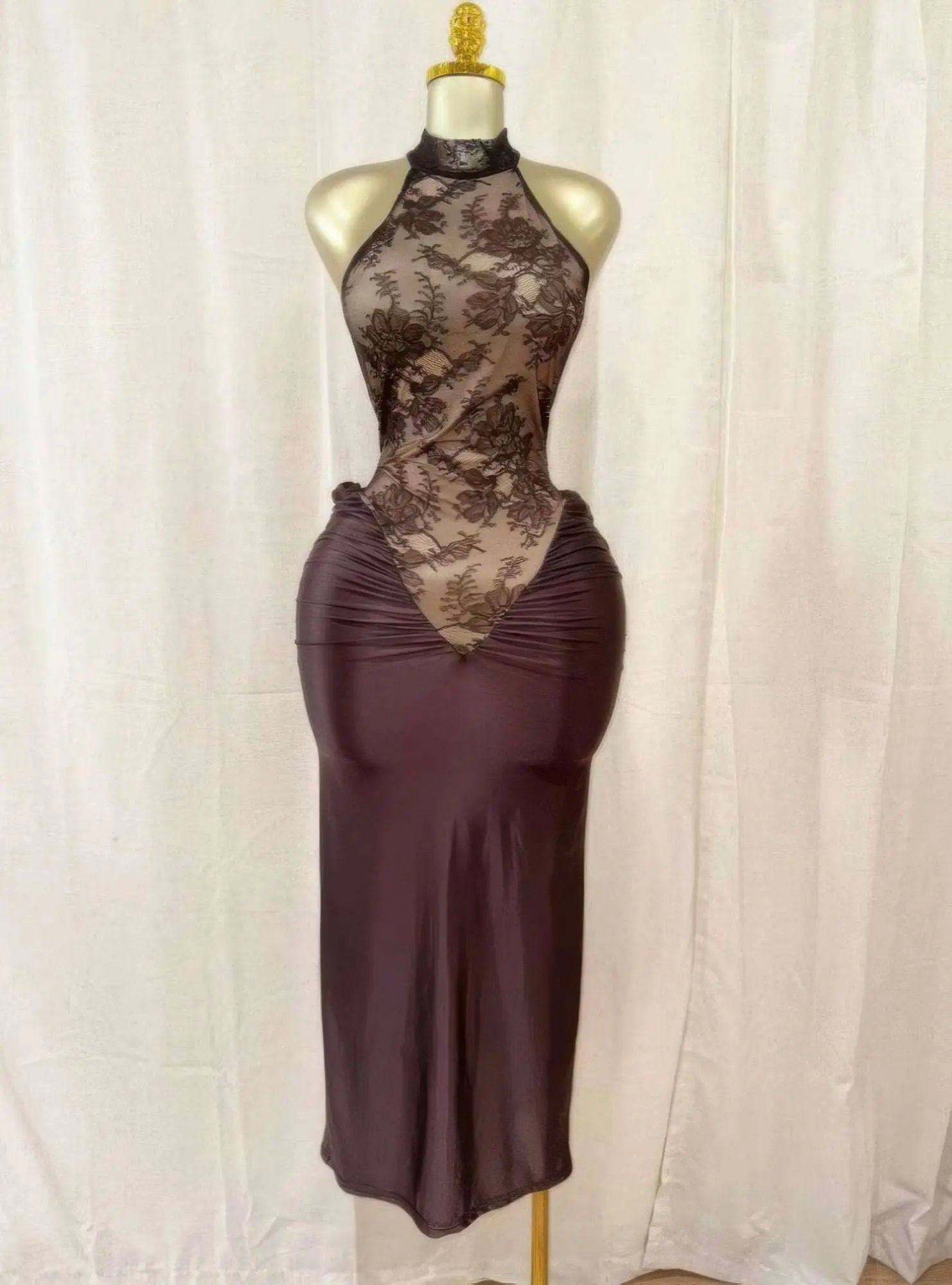 Crimson Lace Hourglass Dress - Mr Lou’s Place