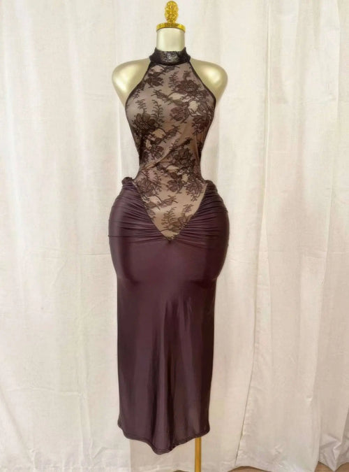 Crimson Lace Hourglass Dress - Mr Lou’s Place