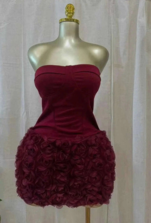 Crimson Rose Garden Mini Dress - Mr Lou’s Place