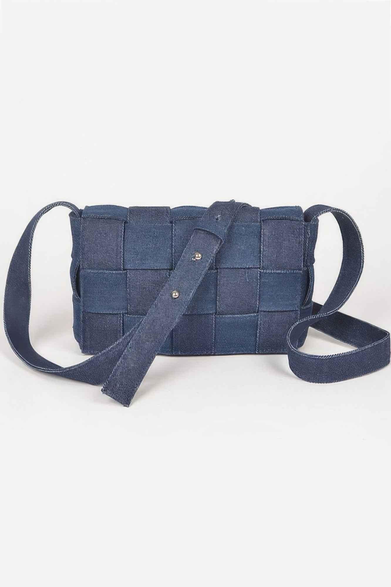 Denim Braided Flap Crossbody Bag - Mr Lou’s Place