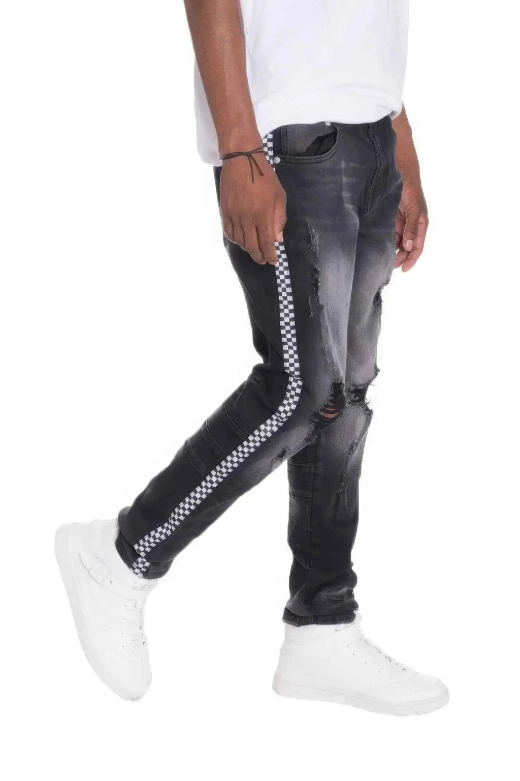 Distressed Denim Checkered Tape - Mr Lou’s Place