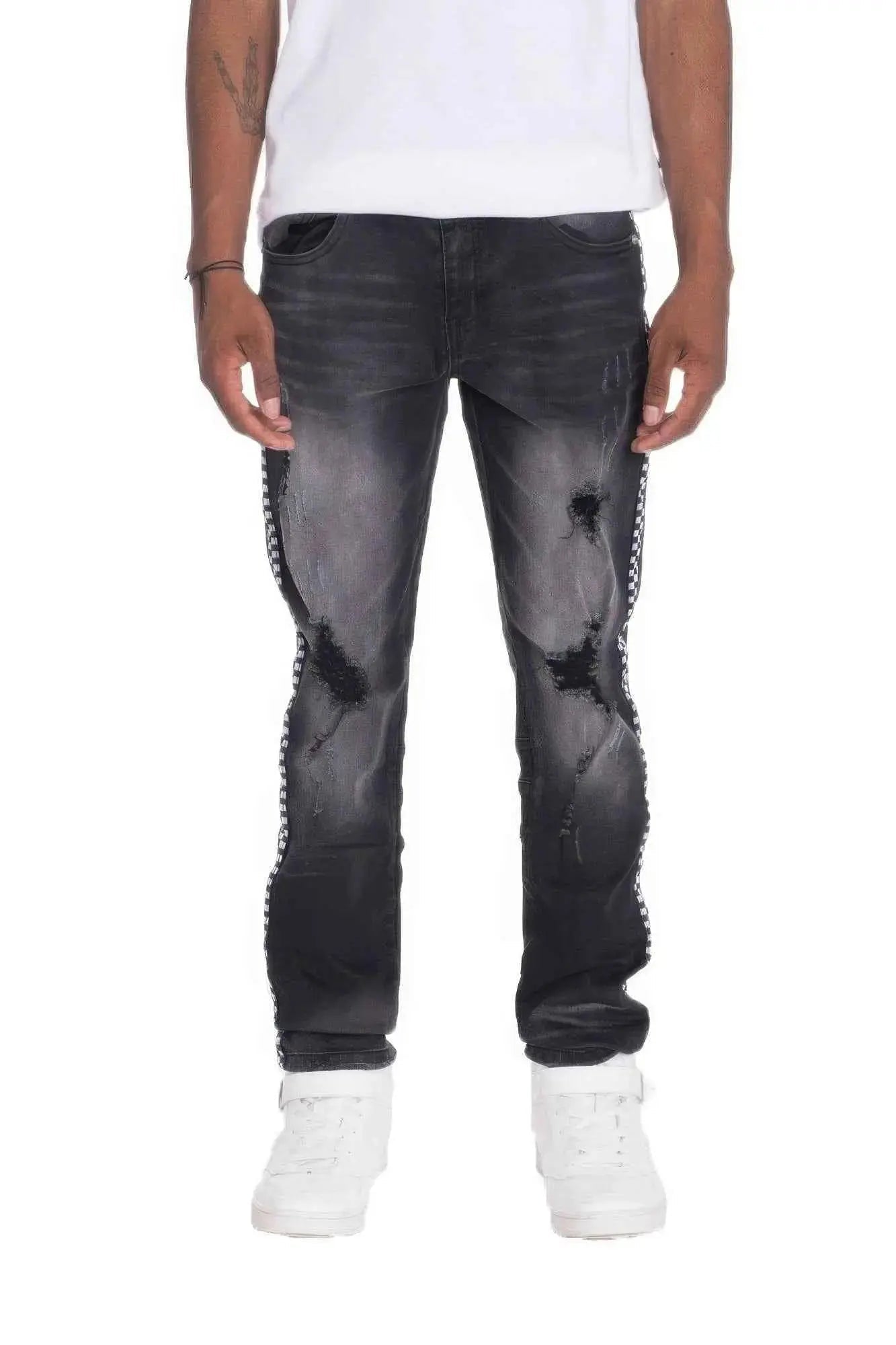Distressed Denim Checkered Tape - Mr Lou’s Place