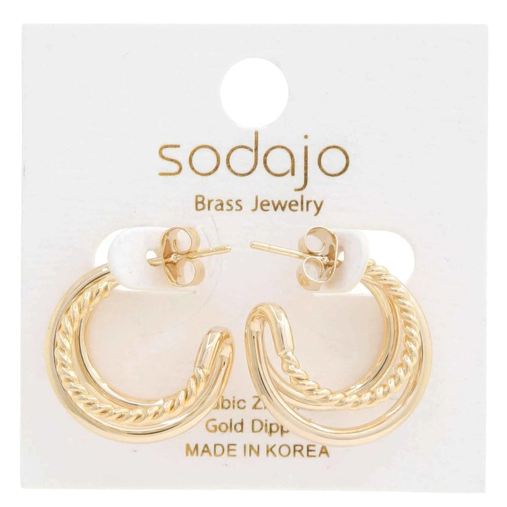 Double Hoop Rope Gold Dipped Earring - Mr Lou’s Place