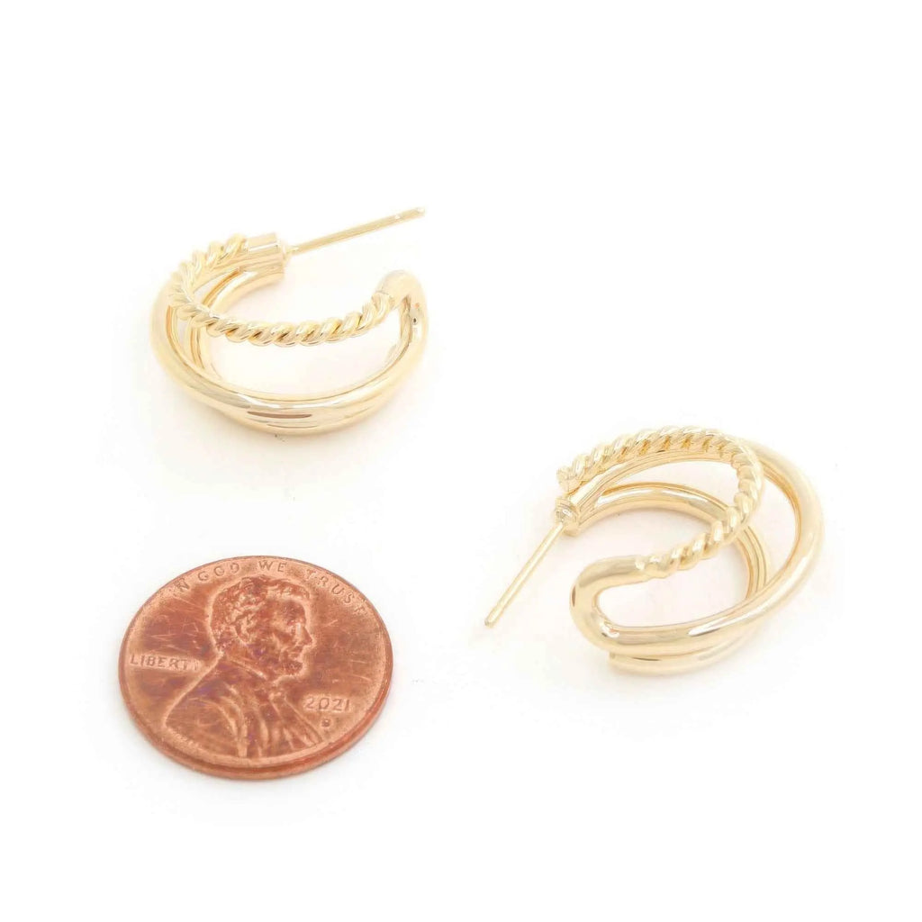 Double Hoop Rope Gold Dipped Earring - Mr Lou’s Place