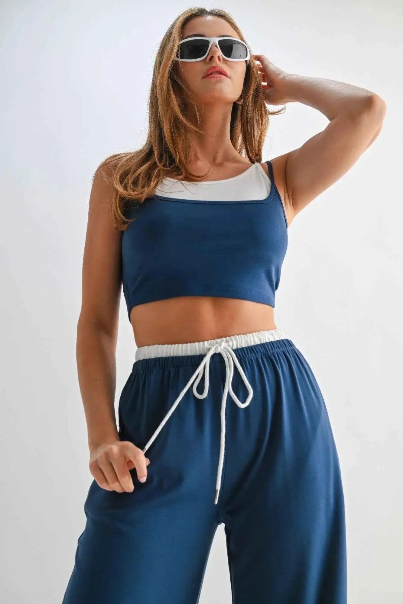 Drawstring Lounge Pants & Crop Top Set - Mr Lou’s Place