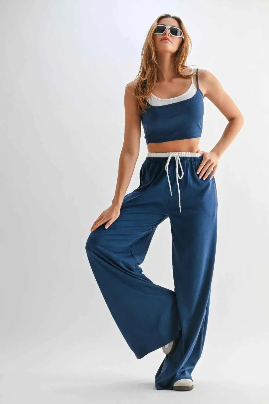 Drawstring Lounge Pants & Crop Top Set - Mr Lou’s Place