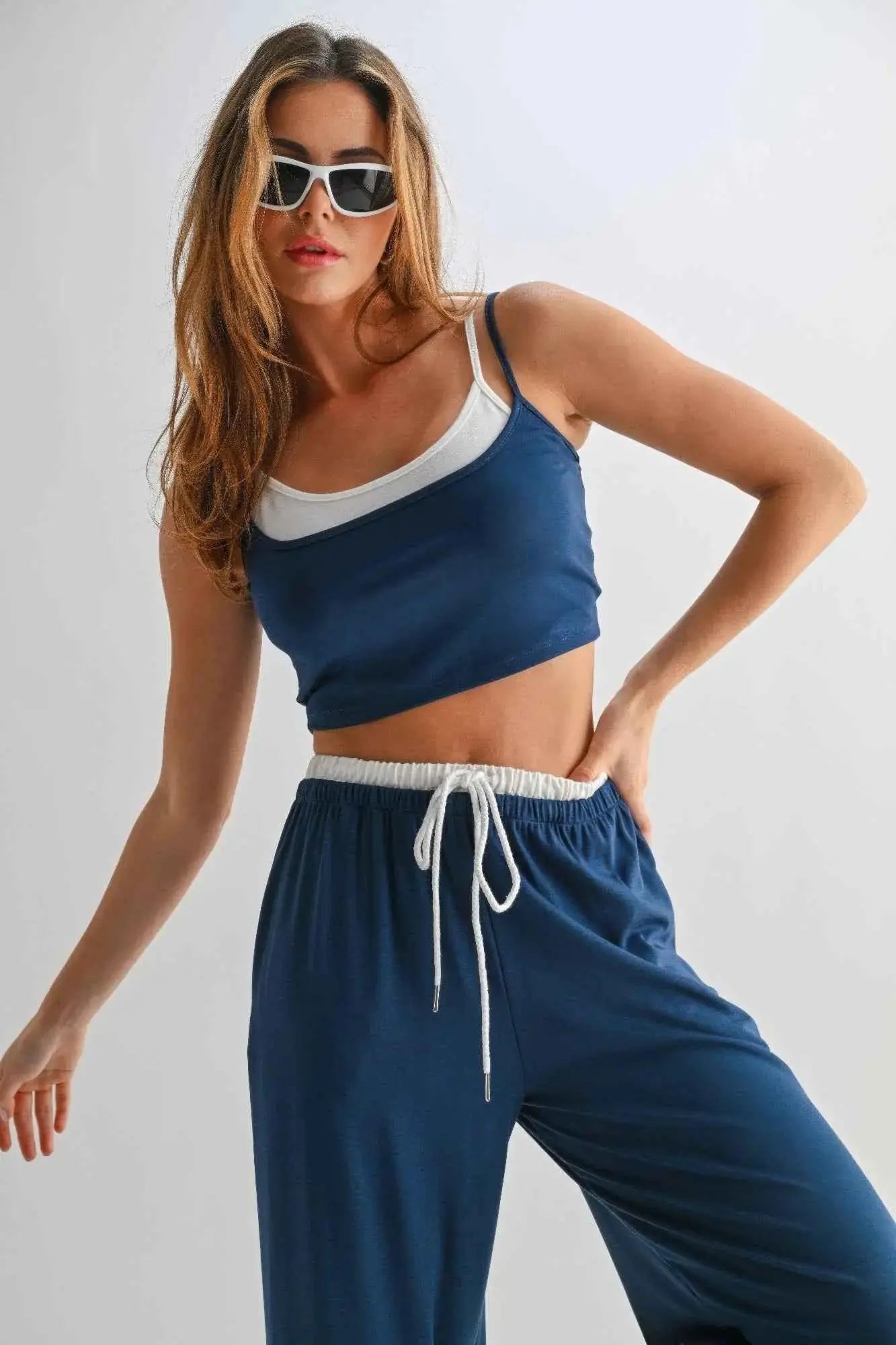 Drawstring Lounge Pants & Crop Top Set - Mr Lou’s Place