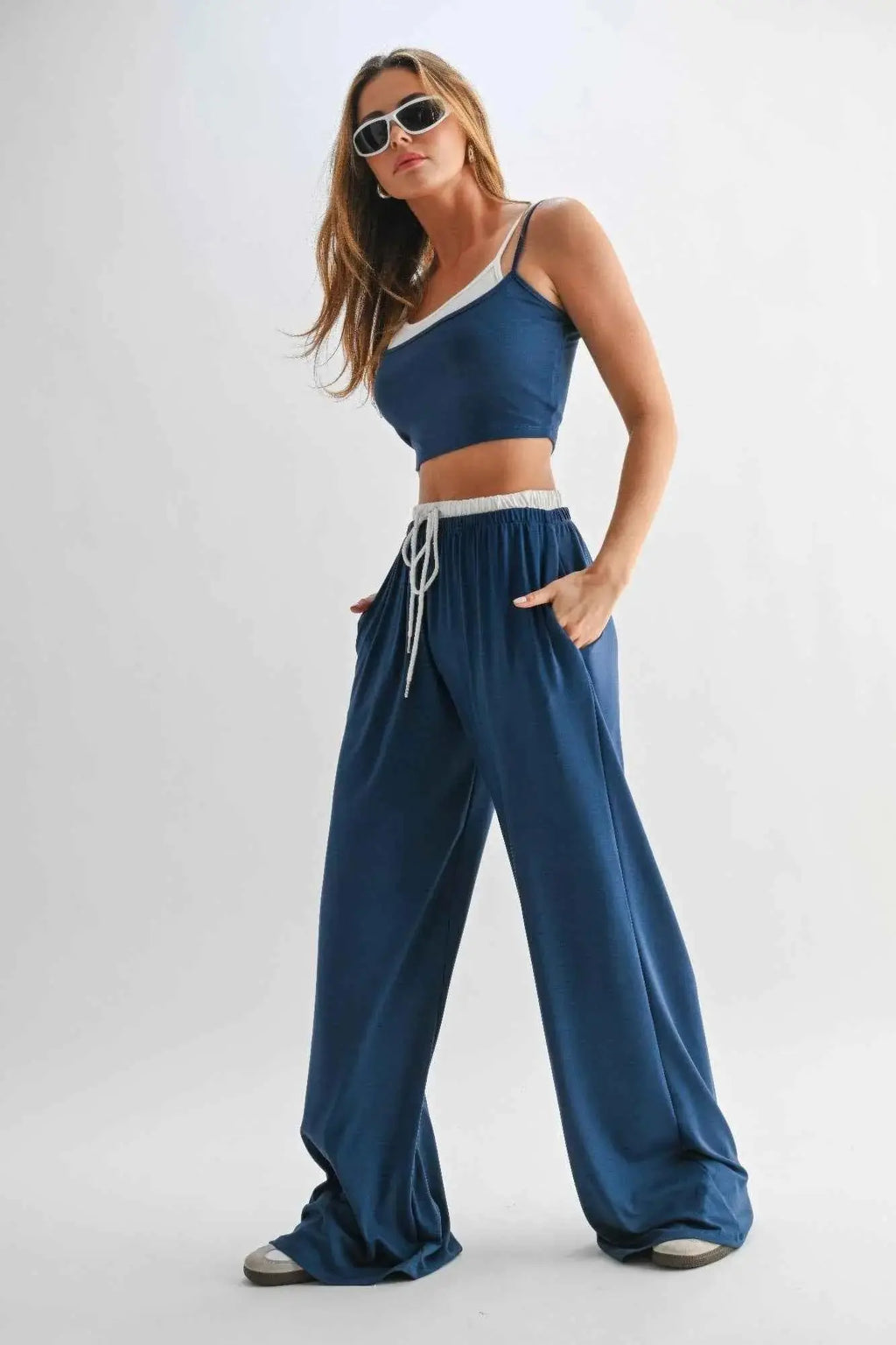 Drawstring Lounge Pants & Crop Top Set - Mr Lou’s Place