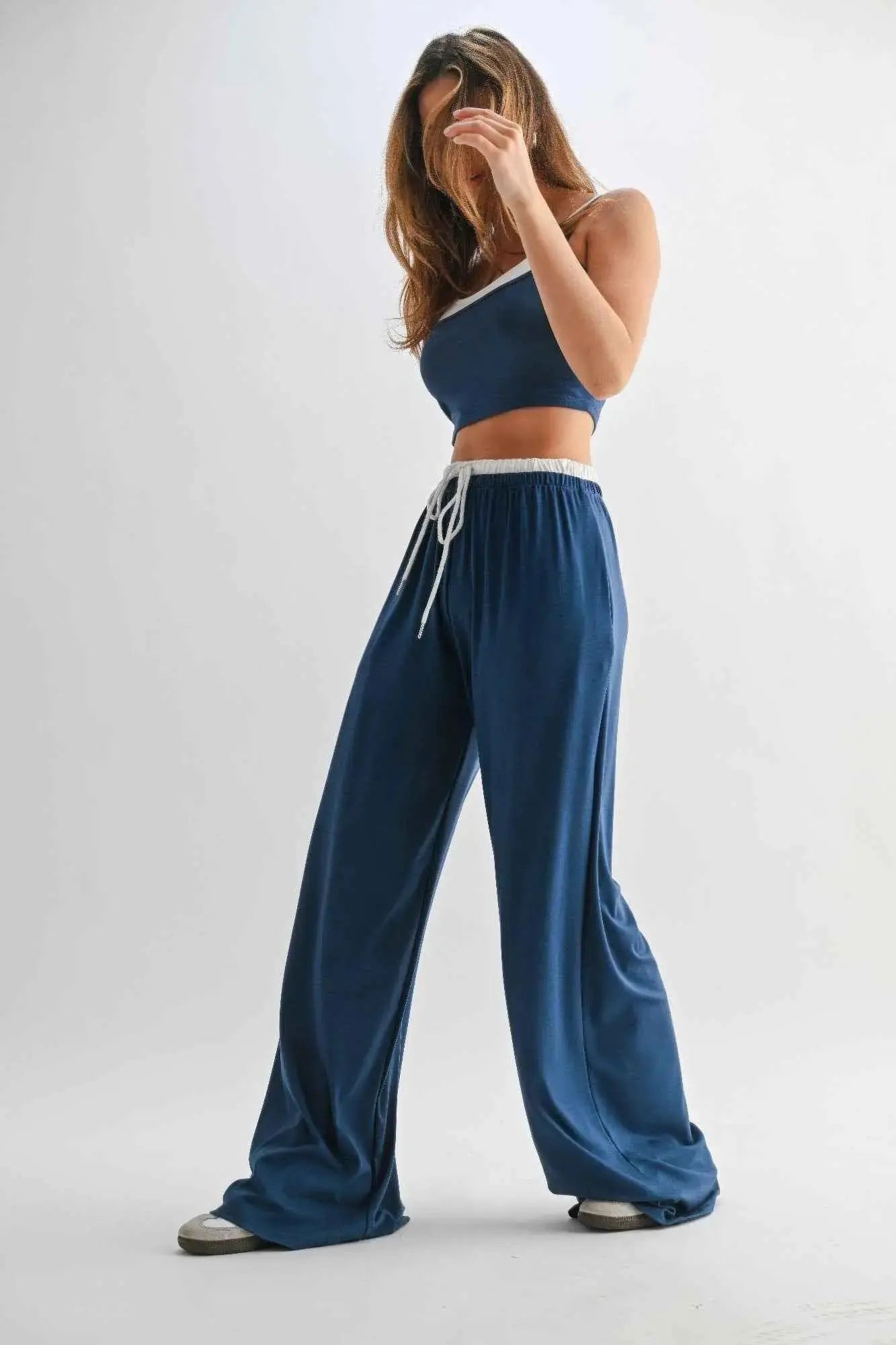Drawstring Lounge Pants & Crop Top Set - Mr Lou’s Place