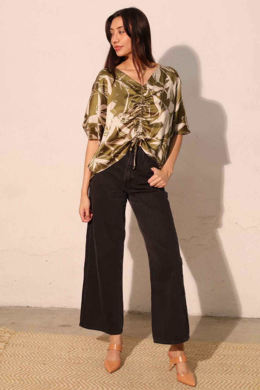 Dreaming Lily Satin Drawstring Dolman Top - Mr Lou’s Place