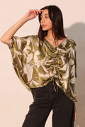 Dreaming Lily Satin Drawstring Dolman Top - Mr Lou’s Place