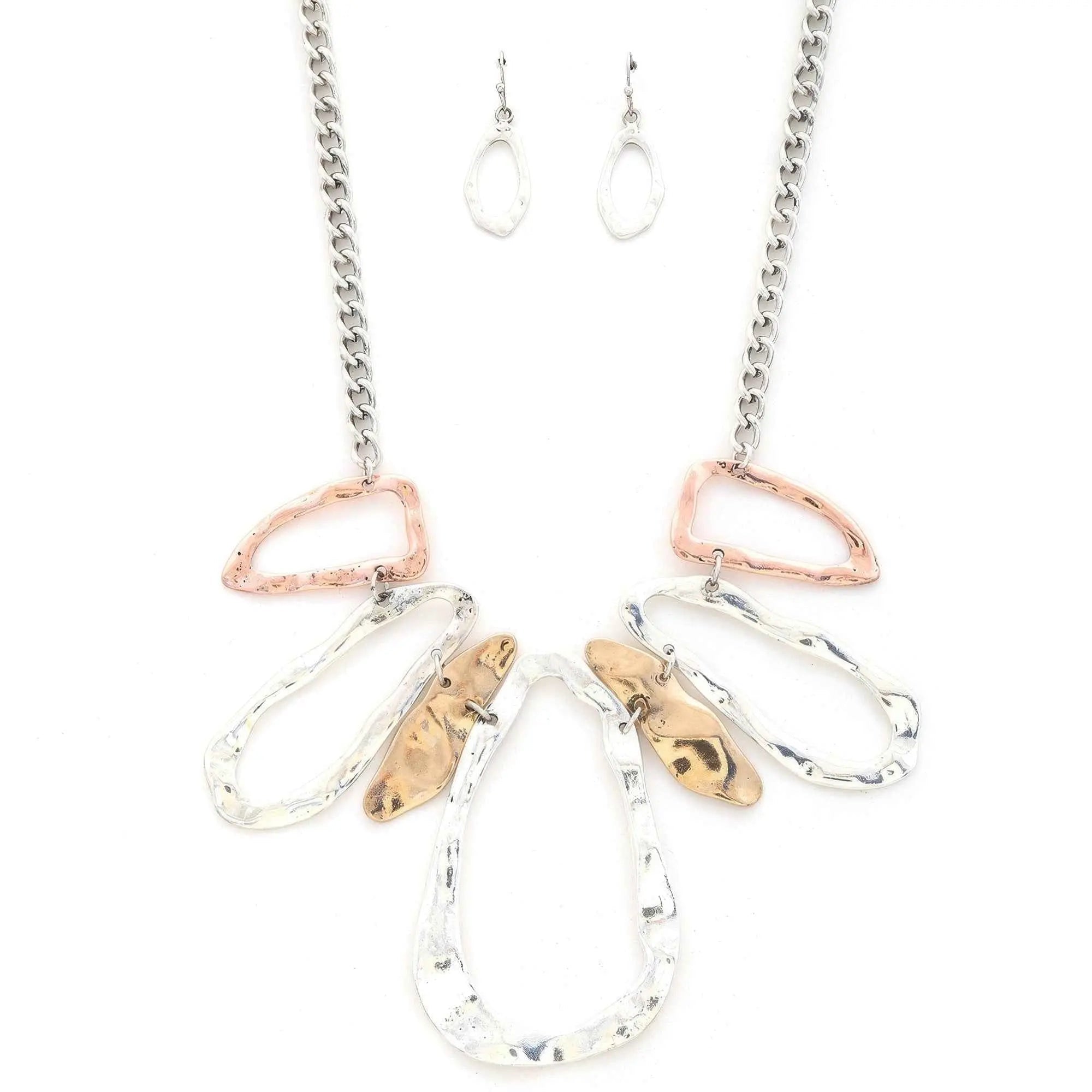 Fashion Open Oval Shape Design Chain Necklace And Earring Set - Mr Lou’s Place