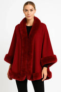 Faux Fur Trim Open-front Cape Jacket - Mr Lou’s Place