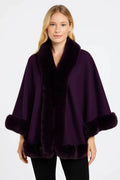 Faux Fur Trim Open-front Cape Jacket - Mr Lou’s Place