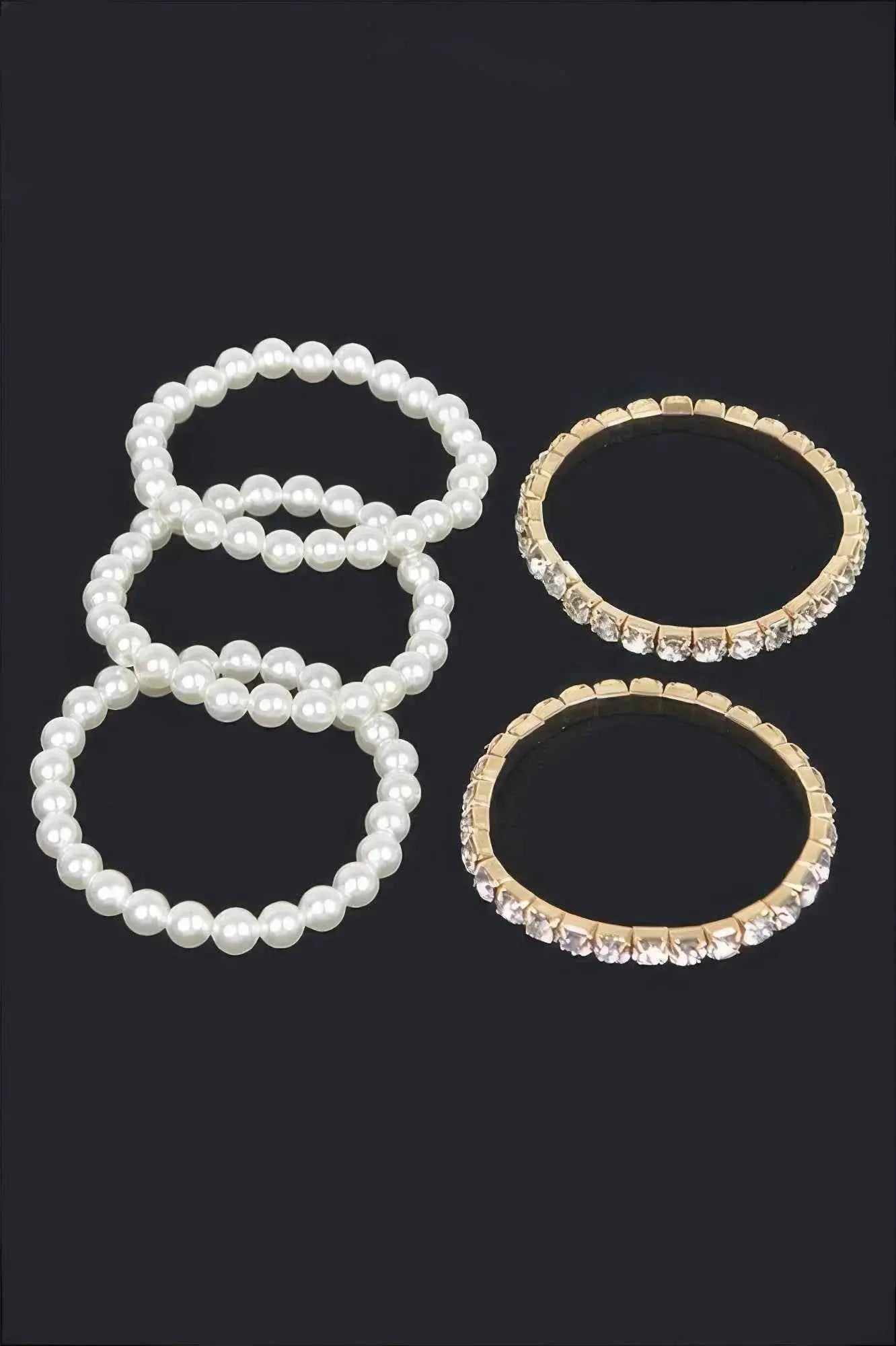 Faux Pearl Rhinestone Stretch Bracelet - Mr Lou’s Place