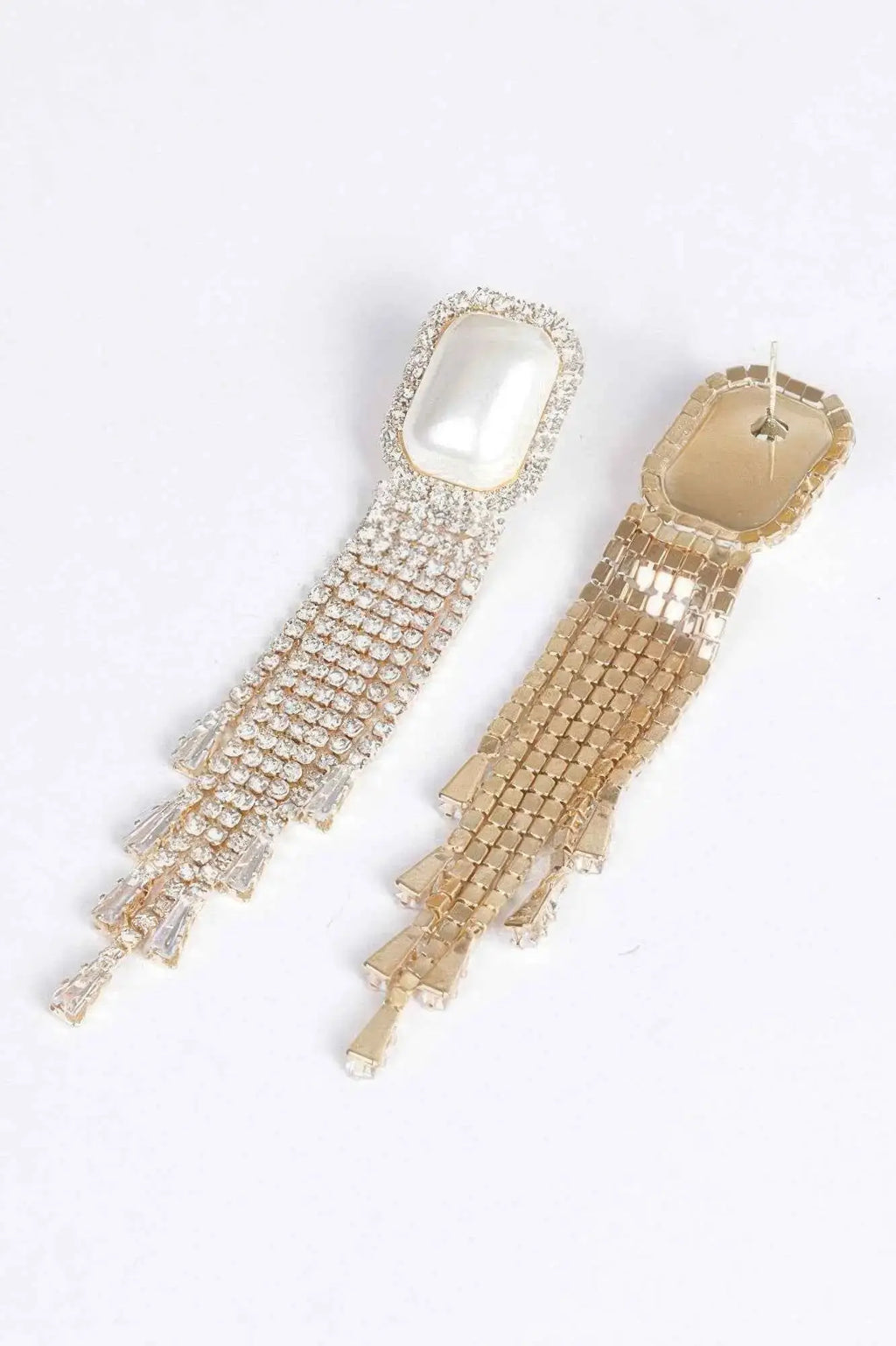 Faux Pearl Rhinestone Tassle Earring - Mr Lou’s Place