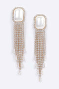 Faux Pearl Rhinestone Tassle Earring - Mr Lou’s Place