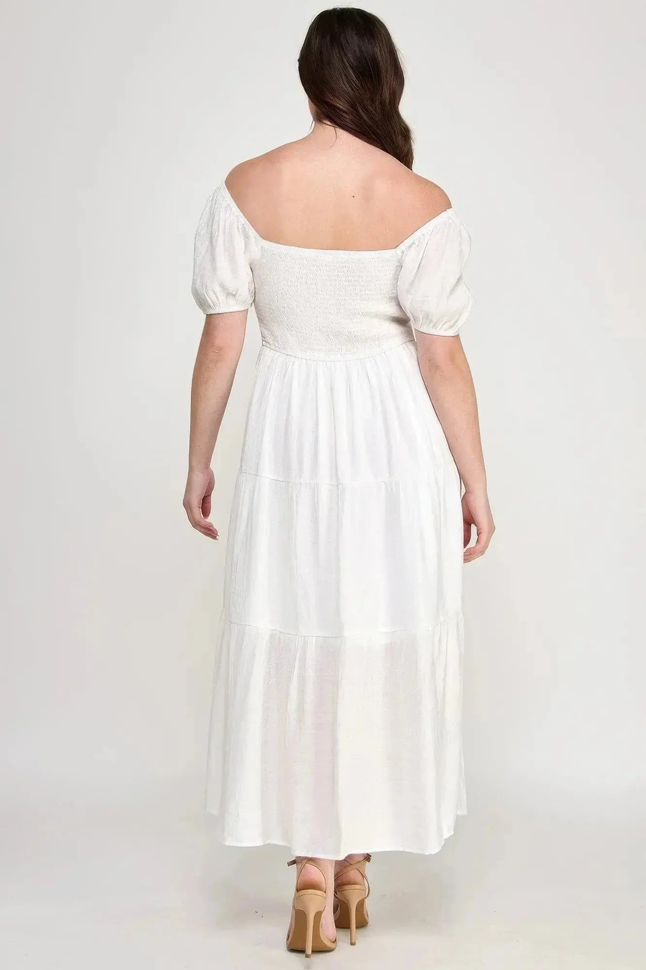 Front Tie Puff Sleeve Tired Maxi Dress - Mr Lou’s Place