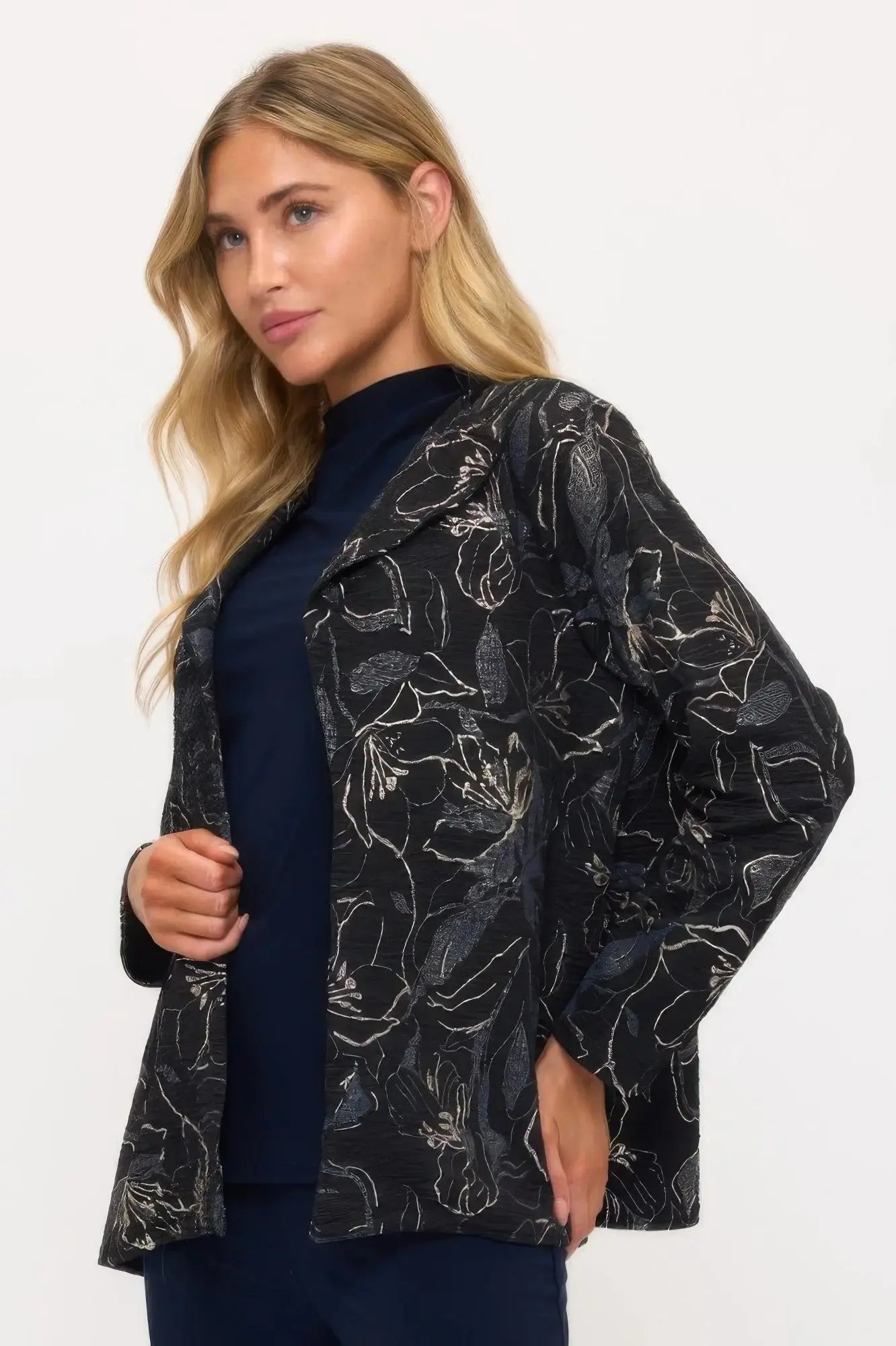 Fukuro Jacquard Open Front Jacket W/foil - Mr Lou’s Place