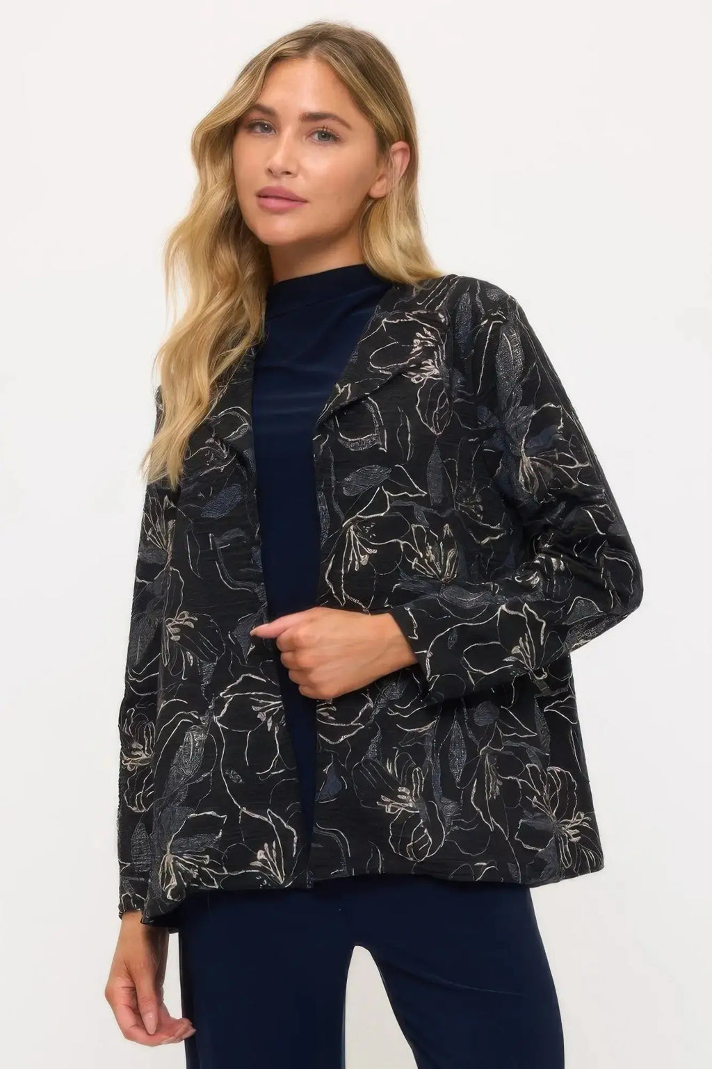 Fukuro Jacquard Open Front Jacket W/foil - Mr Lou’s Place