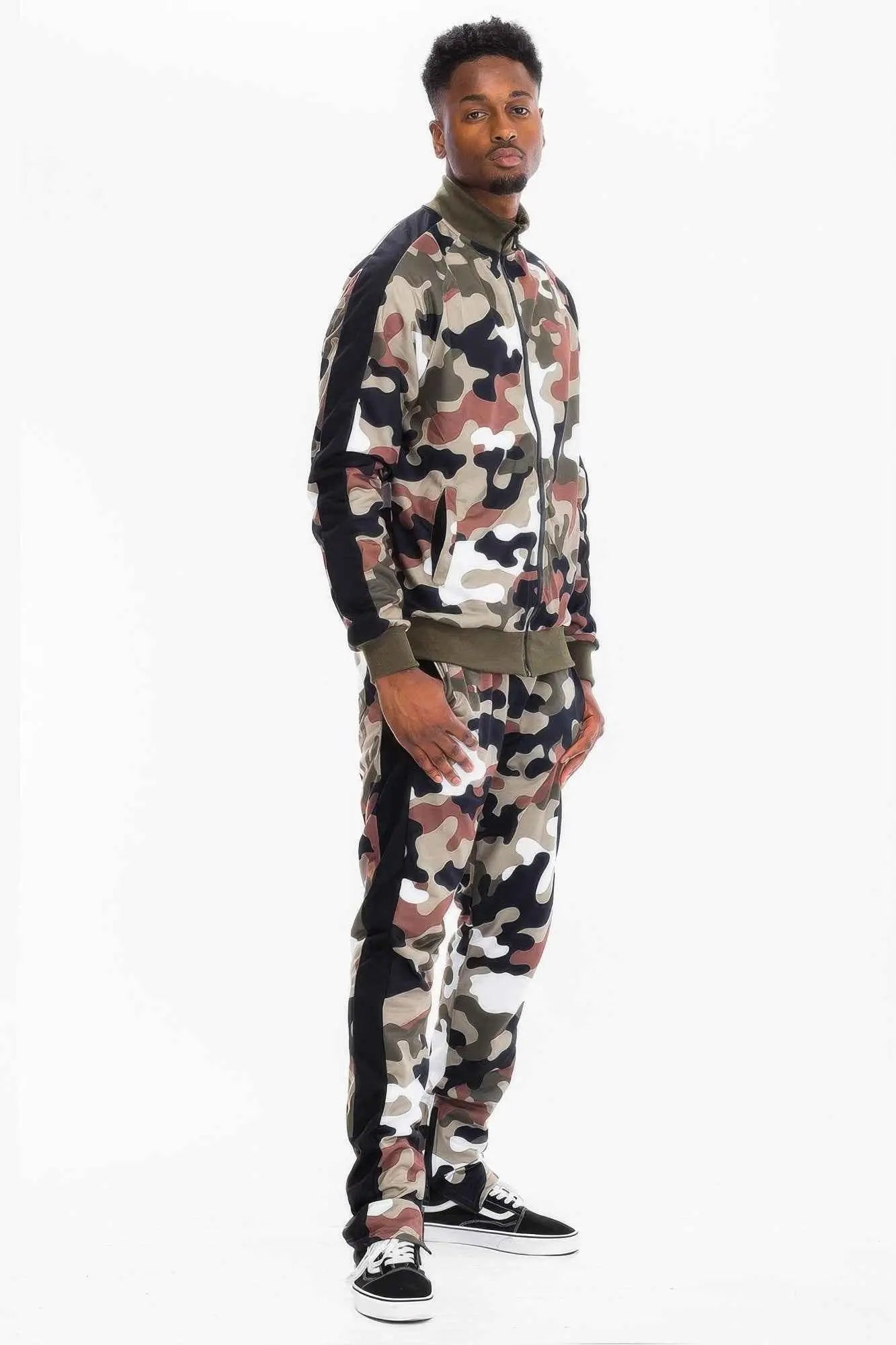 Full Camo With Stripe Track Bottom Pants - Mr Lou’s Place