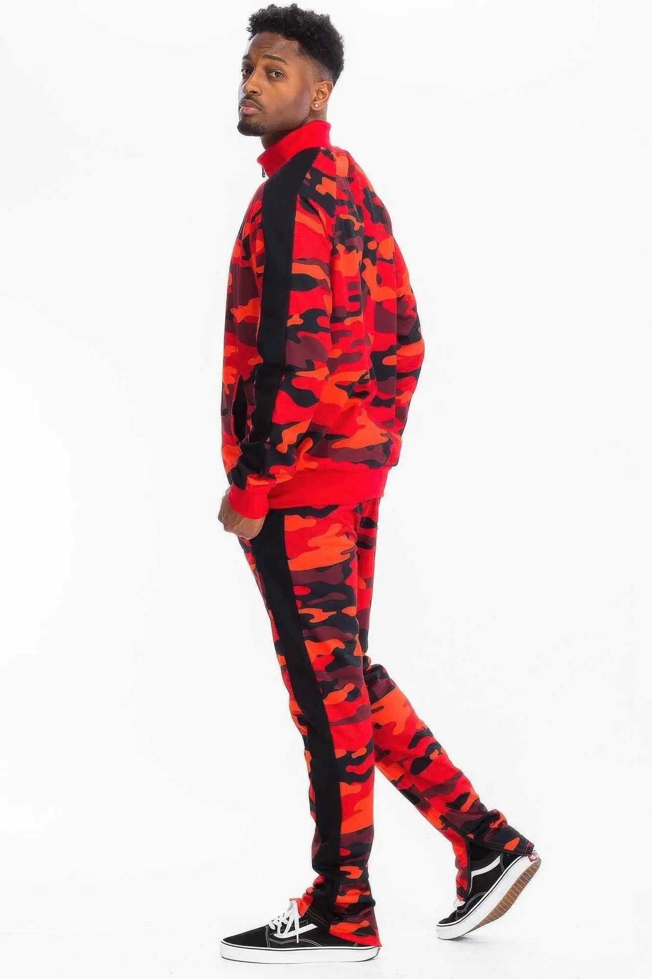 Full Camo With Stripe Track Bottom Pants - Mr Lou’s Place