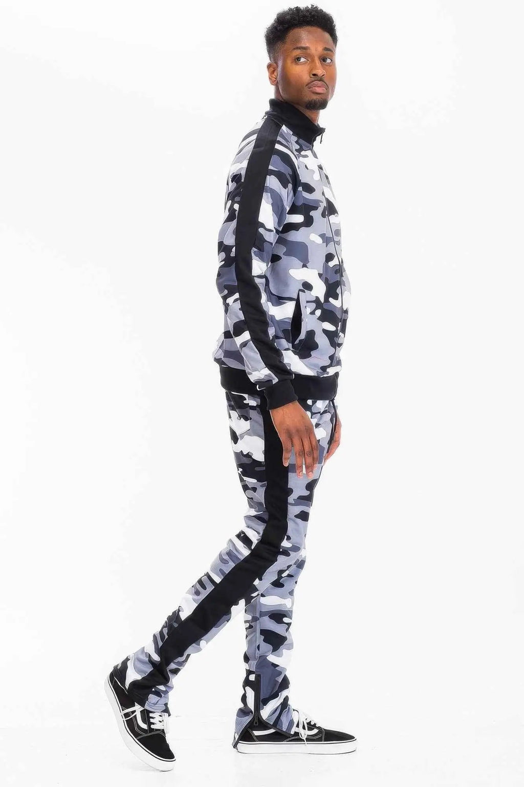 Full Camo With Stripe Track Bottom Pants - Mr Lou’s Place
