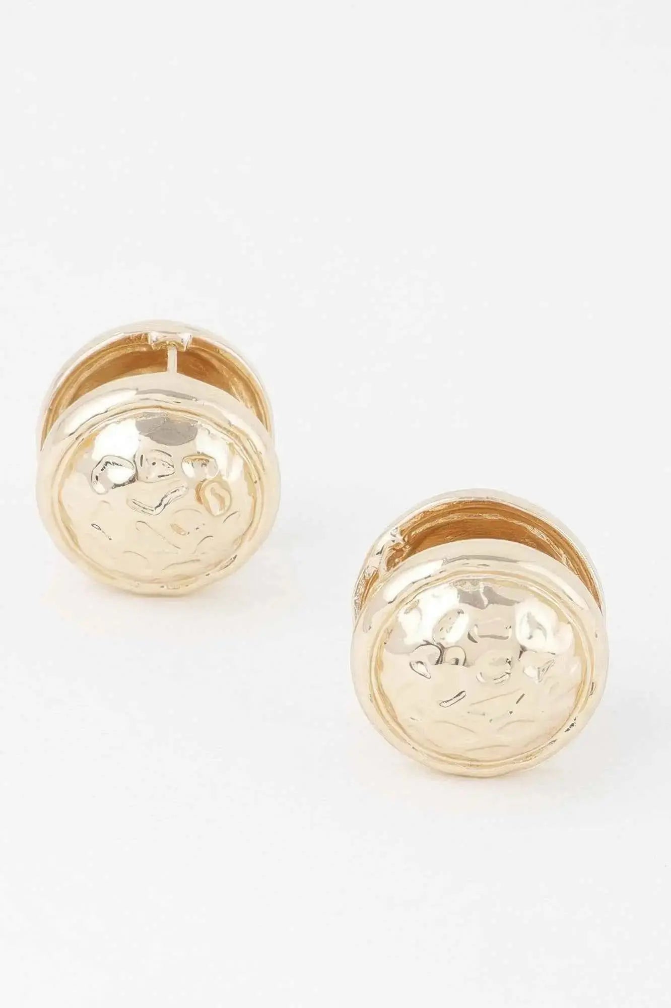 Gold Circle Pleated Button Clip On Earrings - Mr Lou’s Place