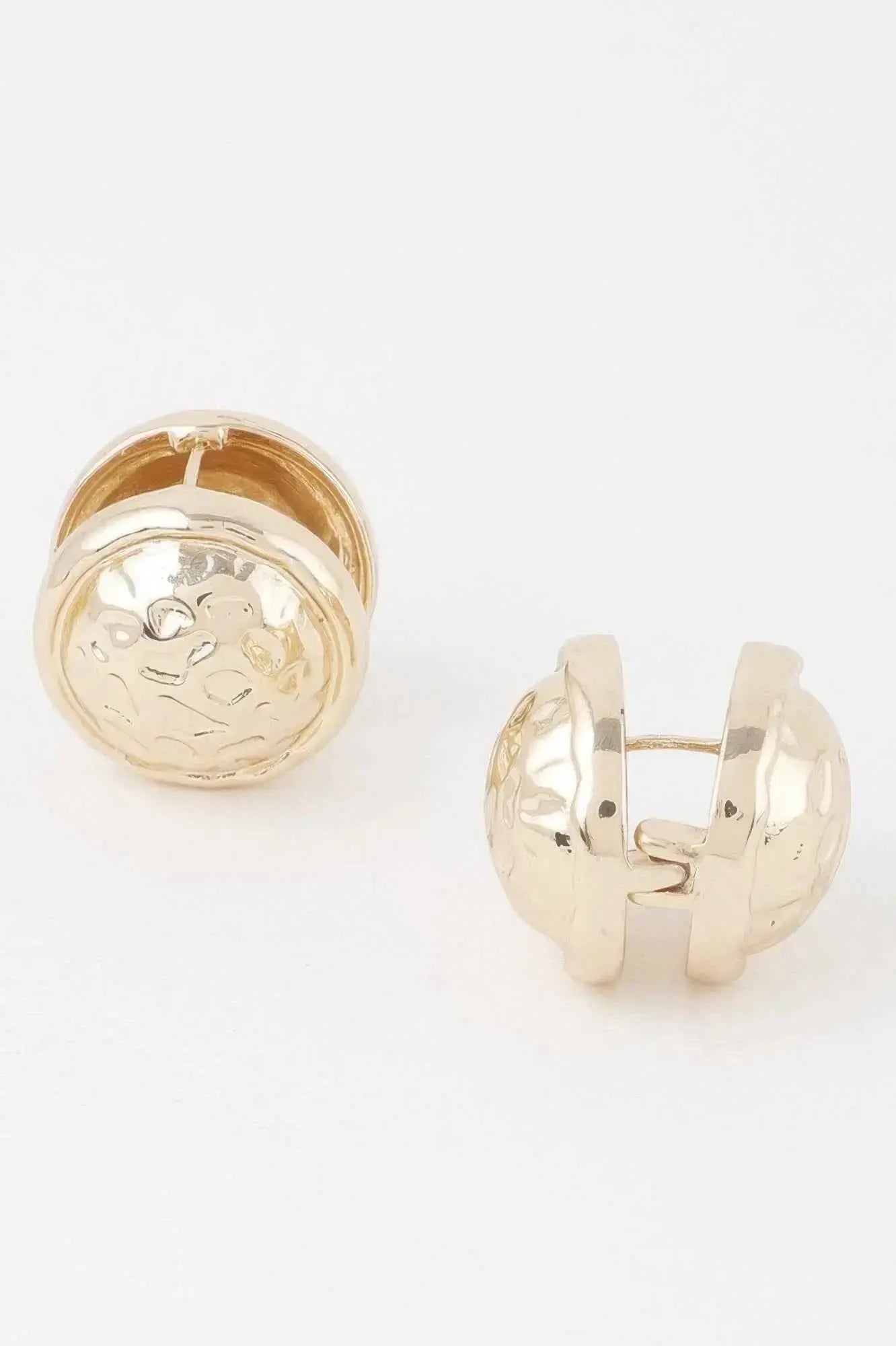 Gold Circle Pleated Button Clip On Earrings - Mr Lou’s Place