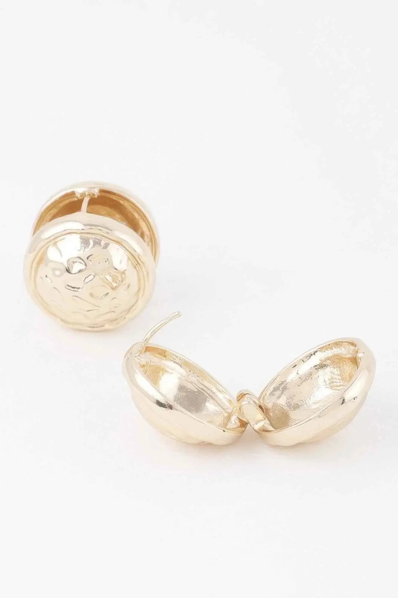 Gold Circle Pleated Button Clip On Earrings - Mr Lou’s Place
