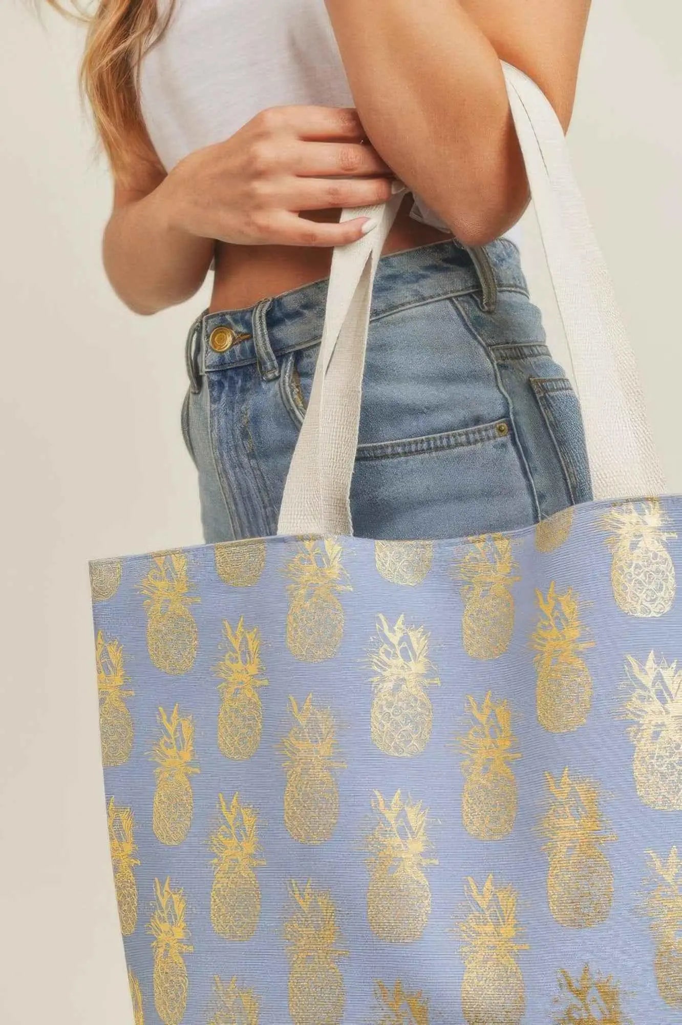 Gold Foil Pineapple Beach Bag - Mr Lou’s Place