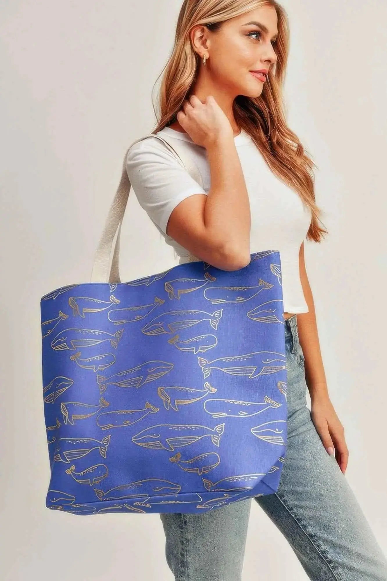 Gold Foil Whale Tote Bag - Mr Lou’s Place