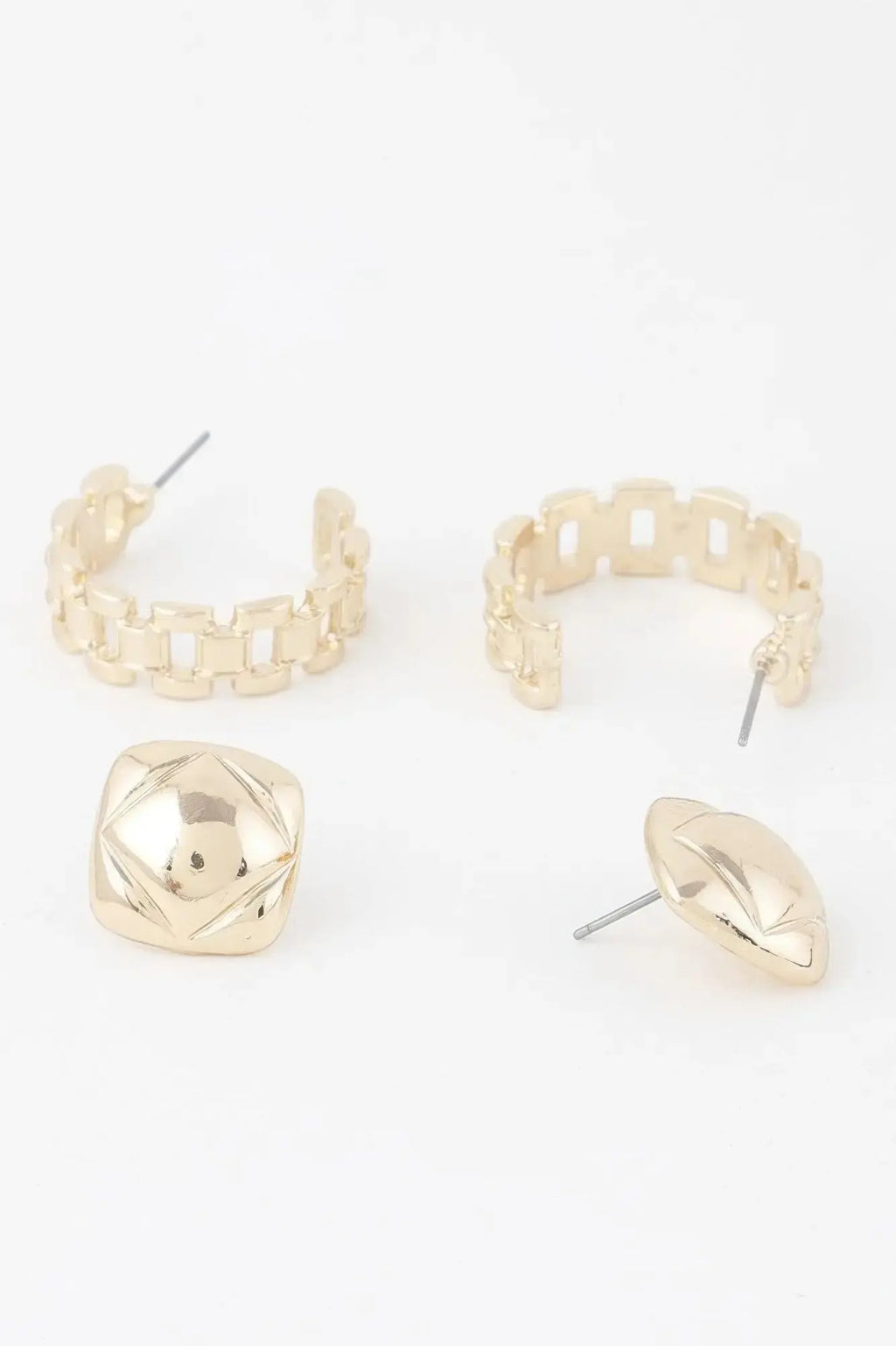 Gold Link Cuff Earrings Set - Mr Lou’s Place