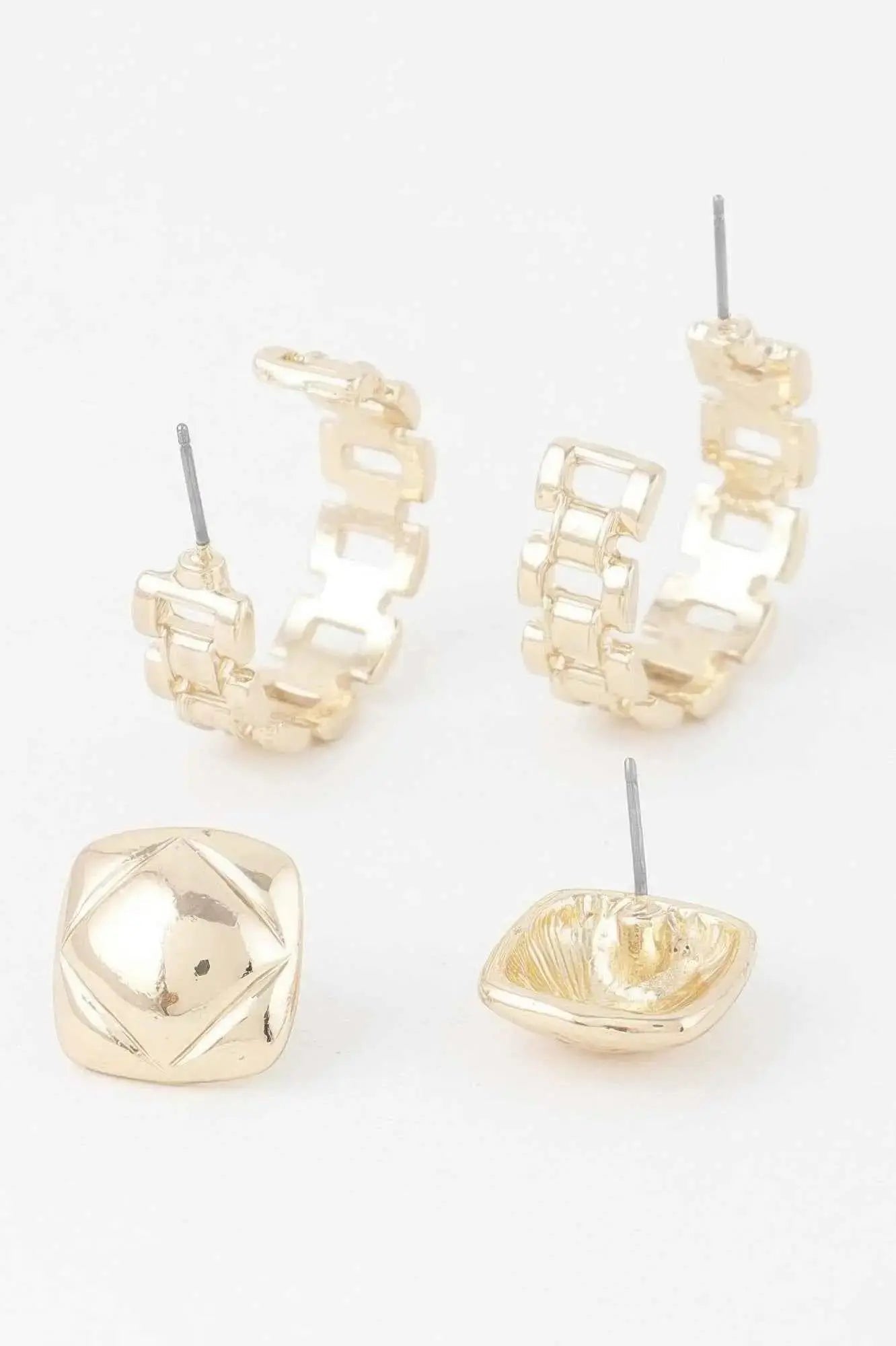 Gold Link Cuff Earrings Set - Mr Lou’s Place