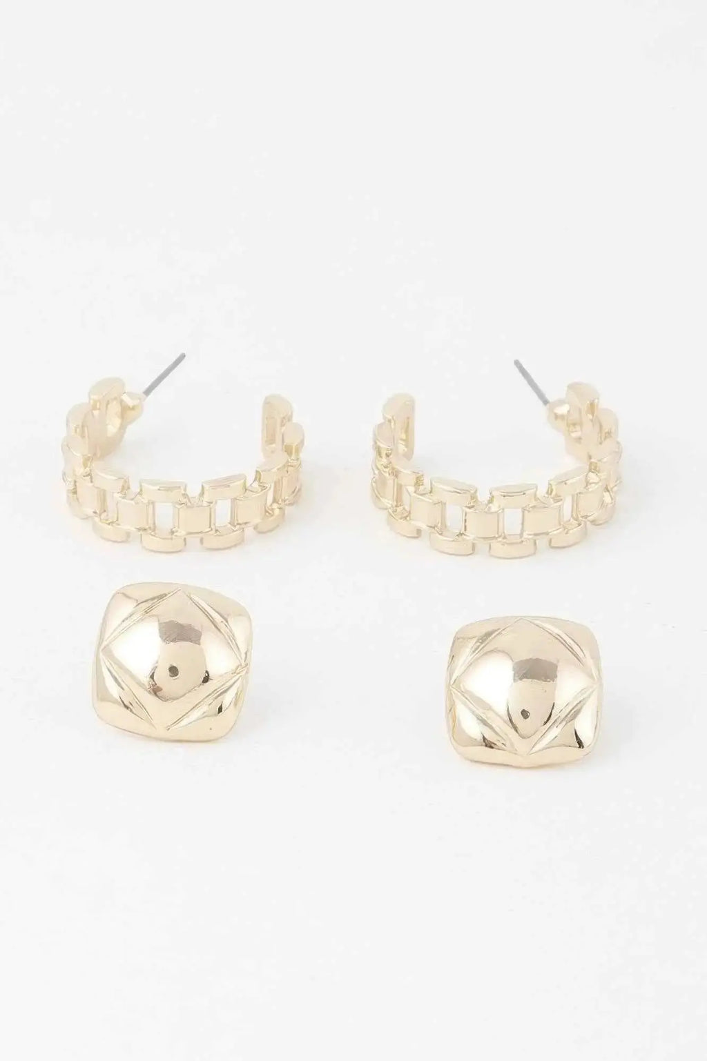 Gold Link Cuff Earrings Set - Mr Lou’s Place