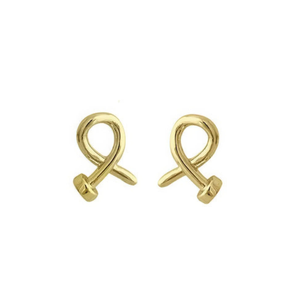 Gold plated crossed nail head stud earring - Mr Lou’s Place