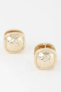 Gold Square Pleated Button Clip On Earrings - Mr Lou’s Place