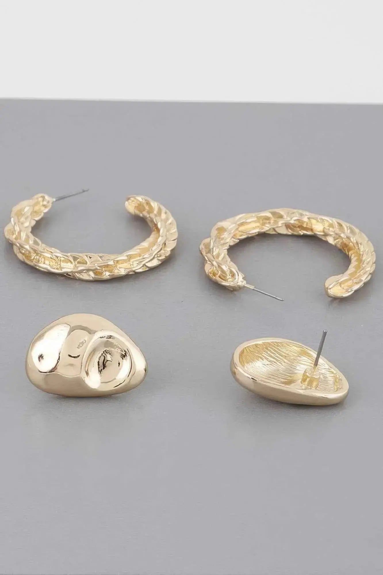 Hammered Hoop Twist Earrings Set - Mr Lou’s Place