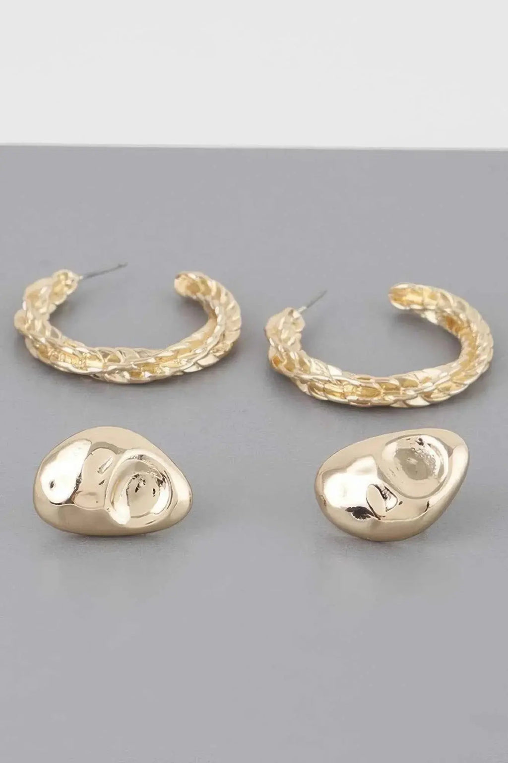 Hammered Hoop Twist Earrings Set - Mr Lou’s Place