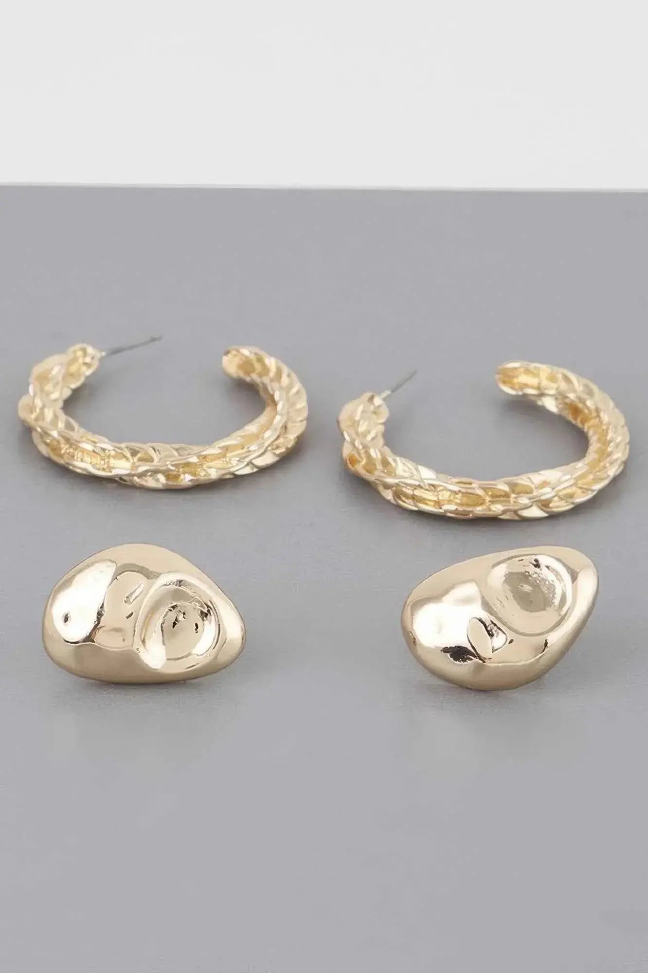 Hammered Hoop Twist Earrings Set - Mr Lou’s Place