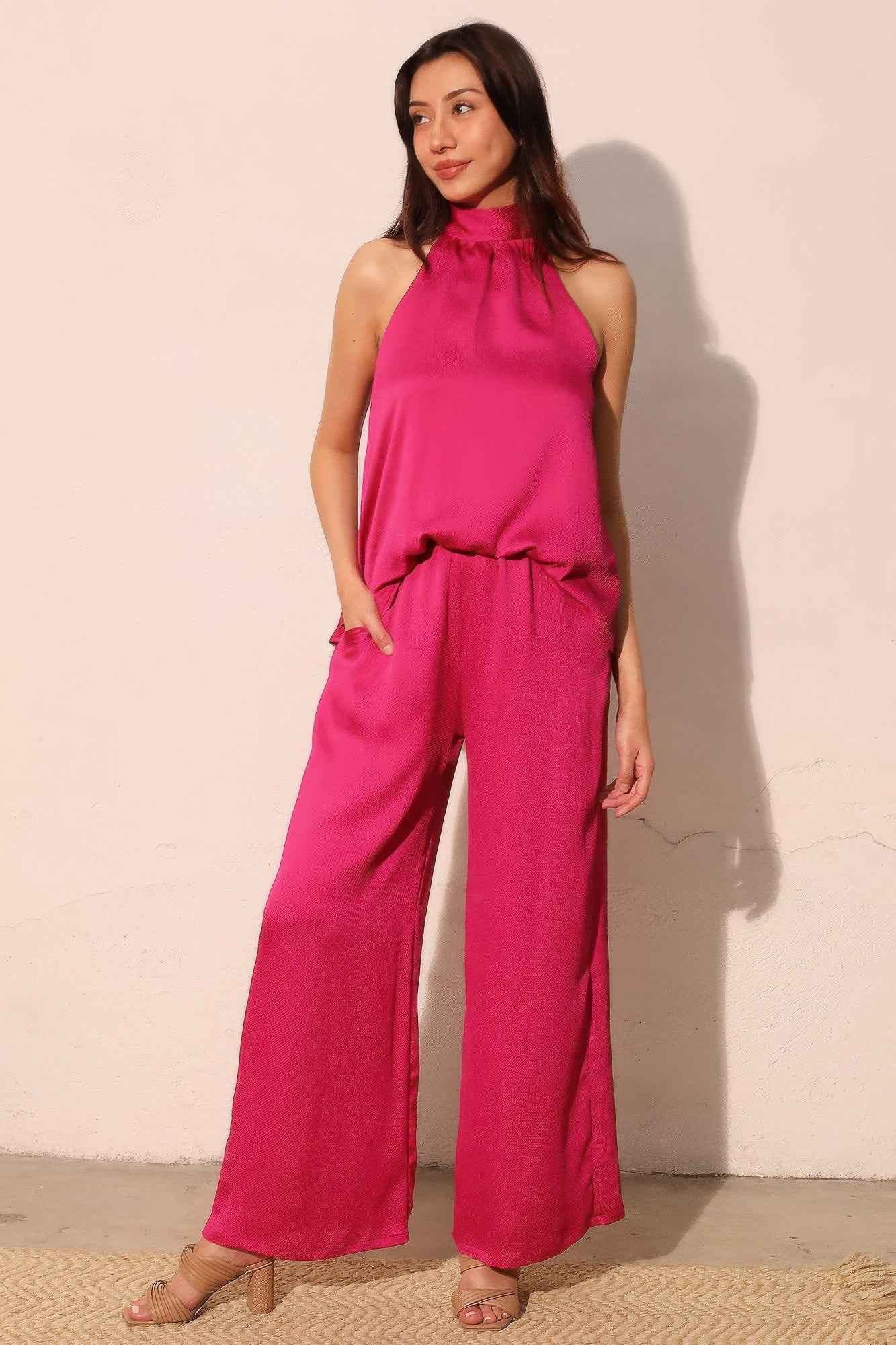 Hammered Satin Halter Bubble Top - Mr Lou’s Place