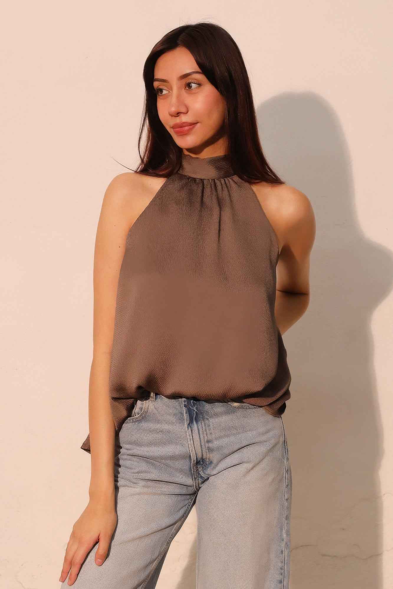Hammered Satin Halter Bubble Top - Mr Lou’s Place