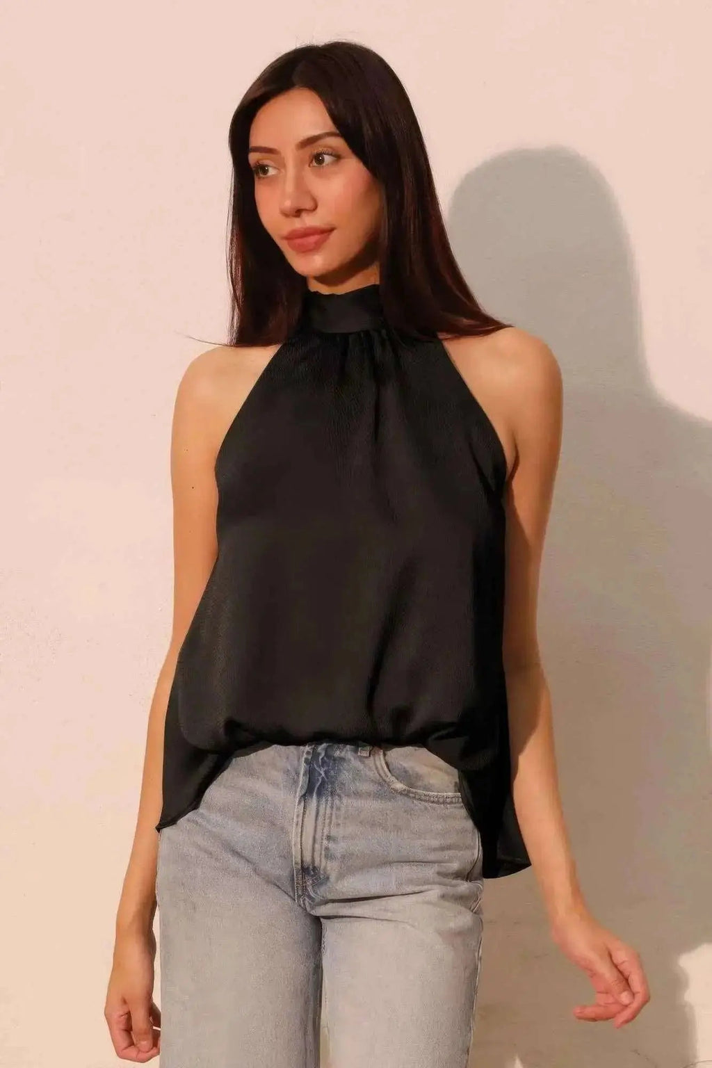 Hammered Satin Halter Bubble Top - Mr Lou’s Place