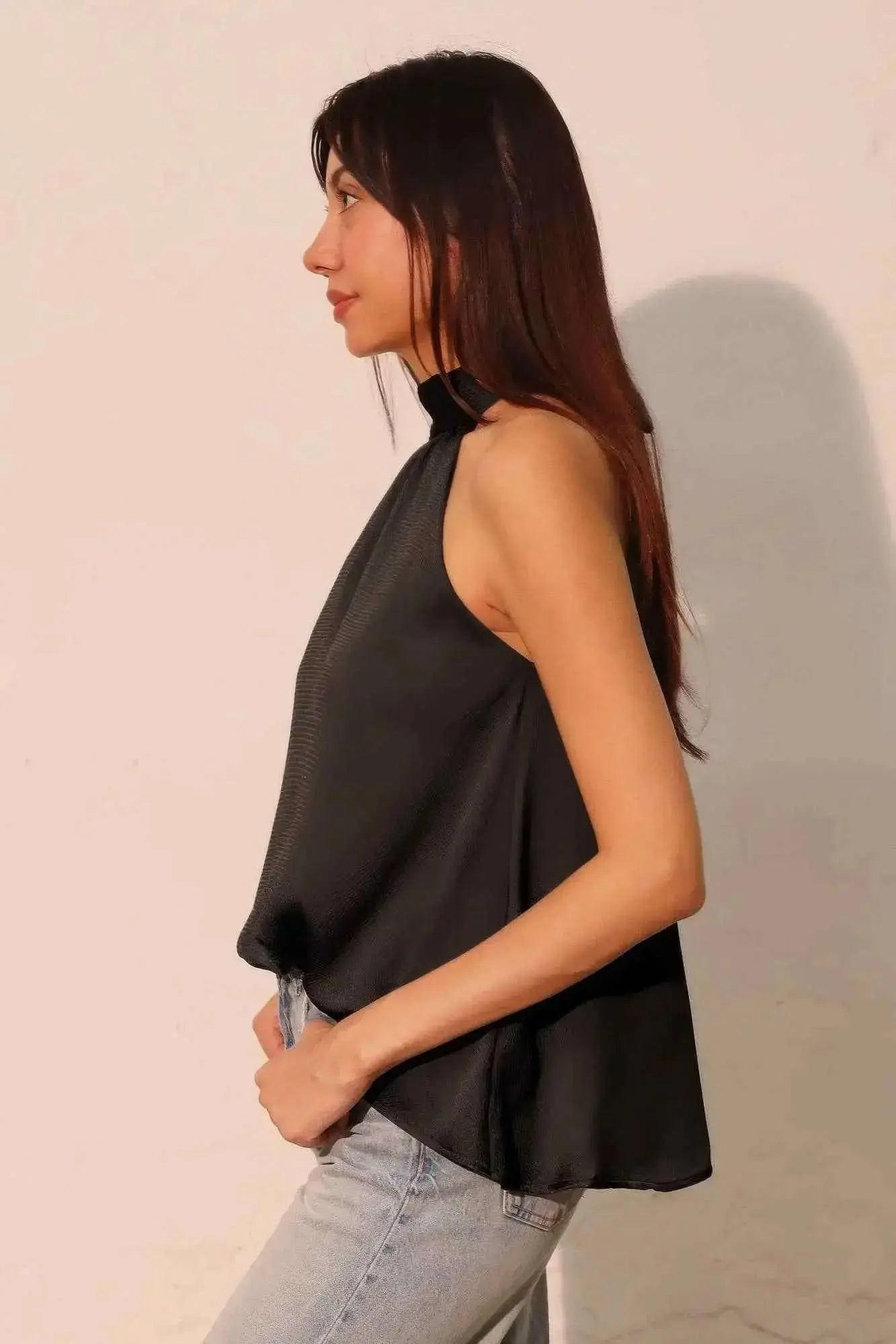 Hammered Satin Halter Bubble Top - Mr Lou’s Place