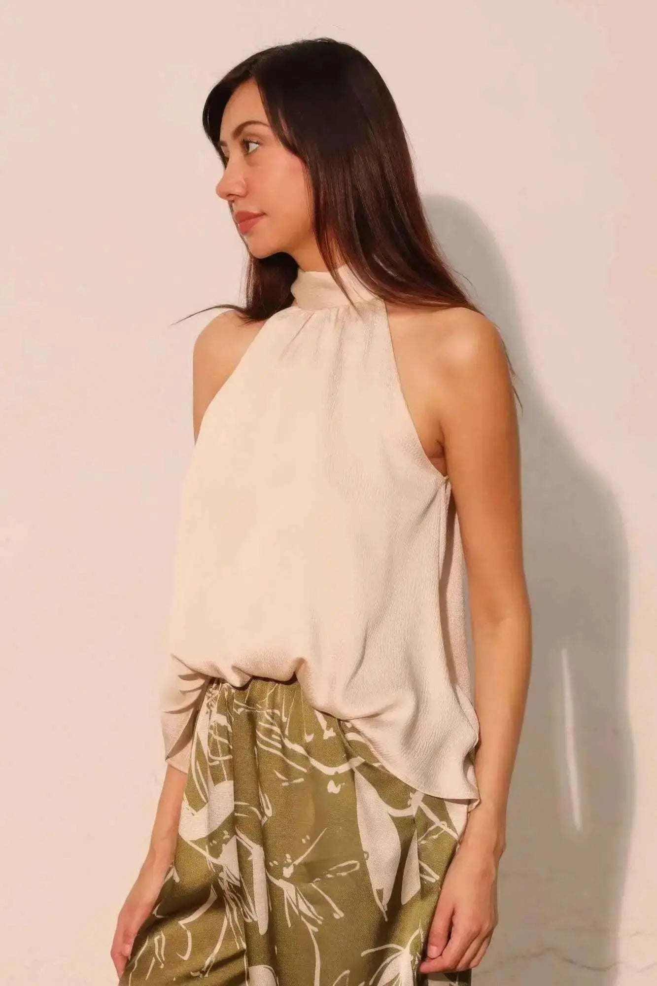 Hammered Satin Halter Bubble Top - Mr Lou’s Place