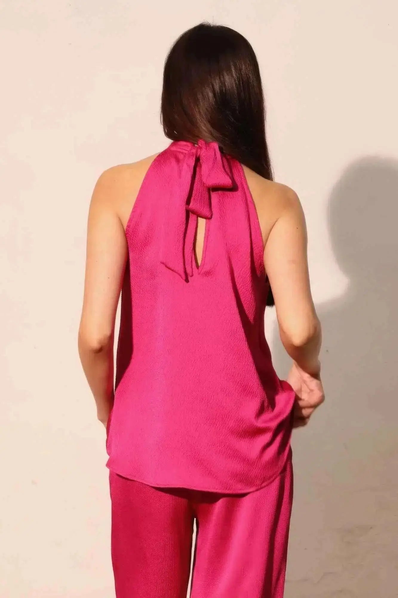 Hammered Satin Halter Bubble Top - Mr Lou’s Place